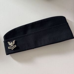 Garrison Cap 7  1/4 Men 22 3/4 Women w/ E5 Petty Officer Second Class Pin